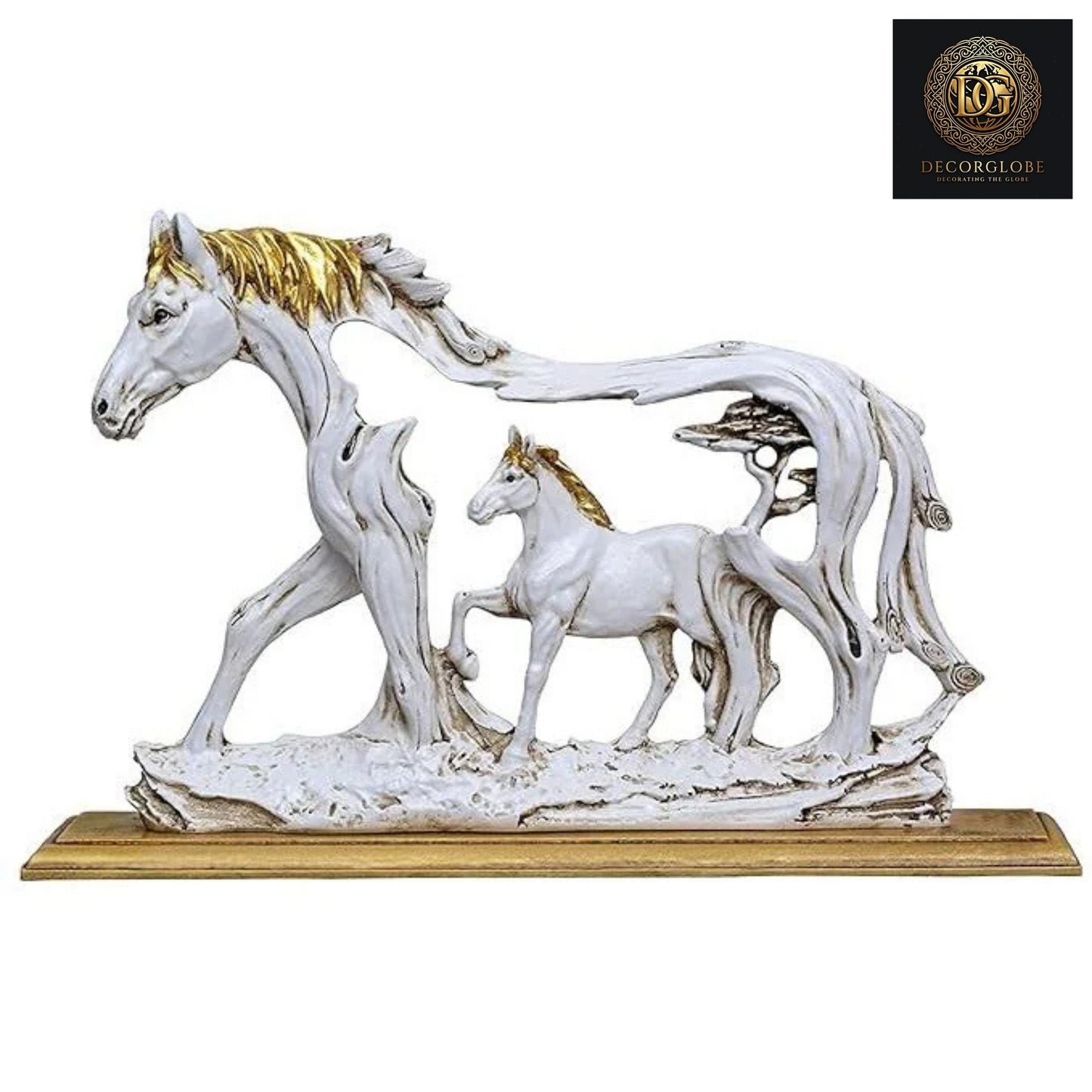 Polyresin Baby Horse with Wooden Base