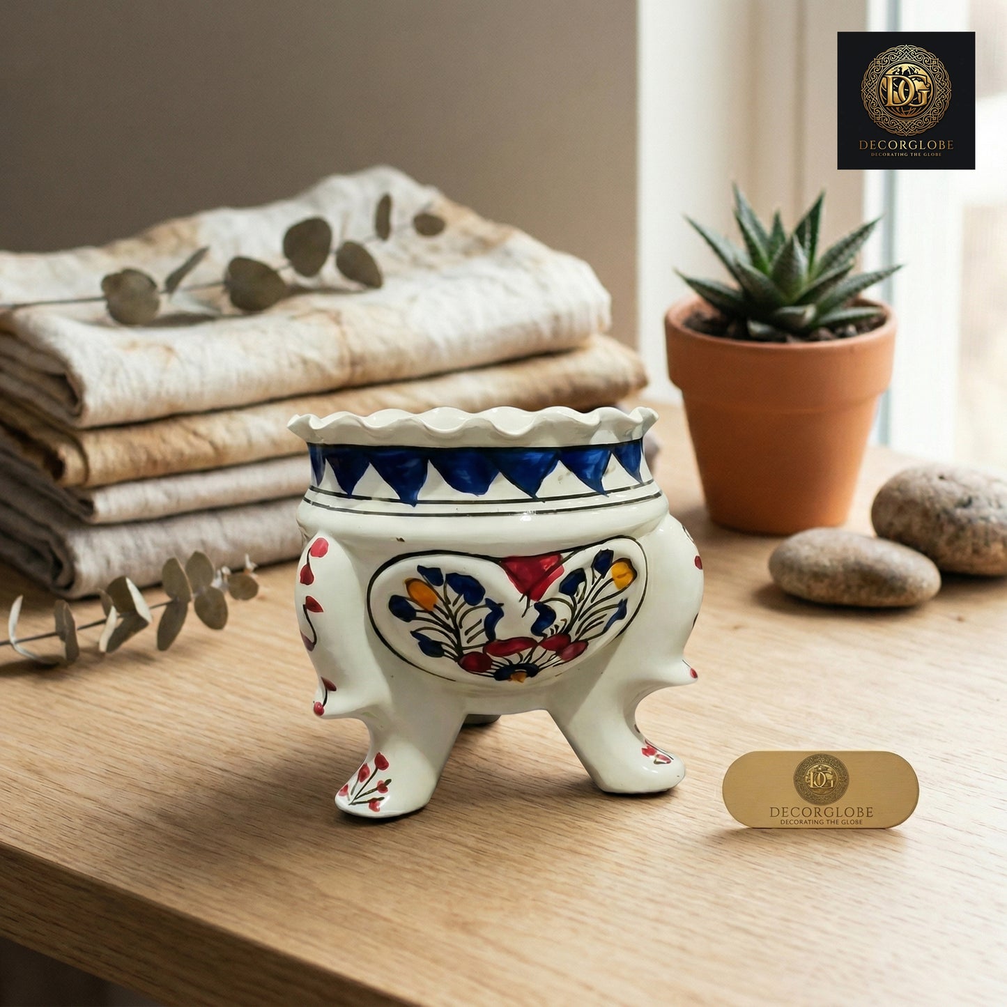 Hand-Painted Ceramic Planter Pot