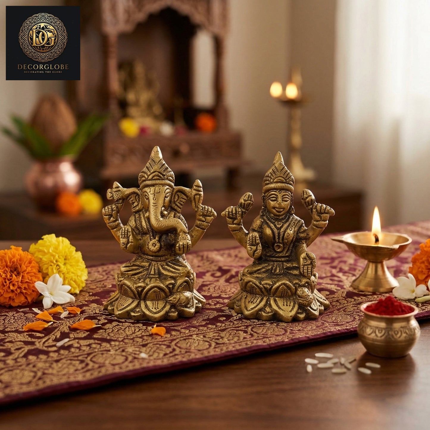 Laxmi Ganesh Ji Brass Idol Set