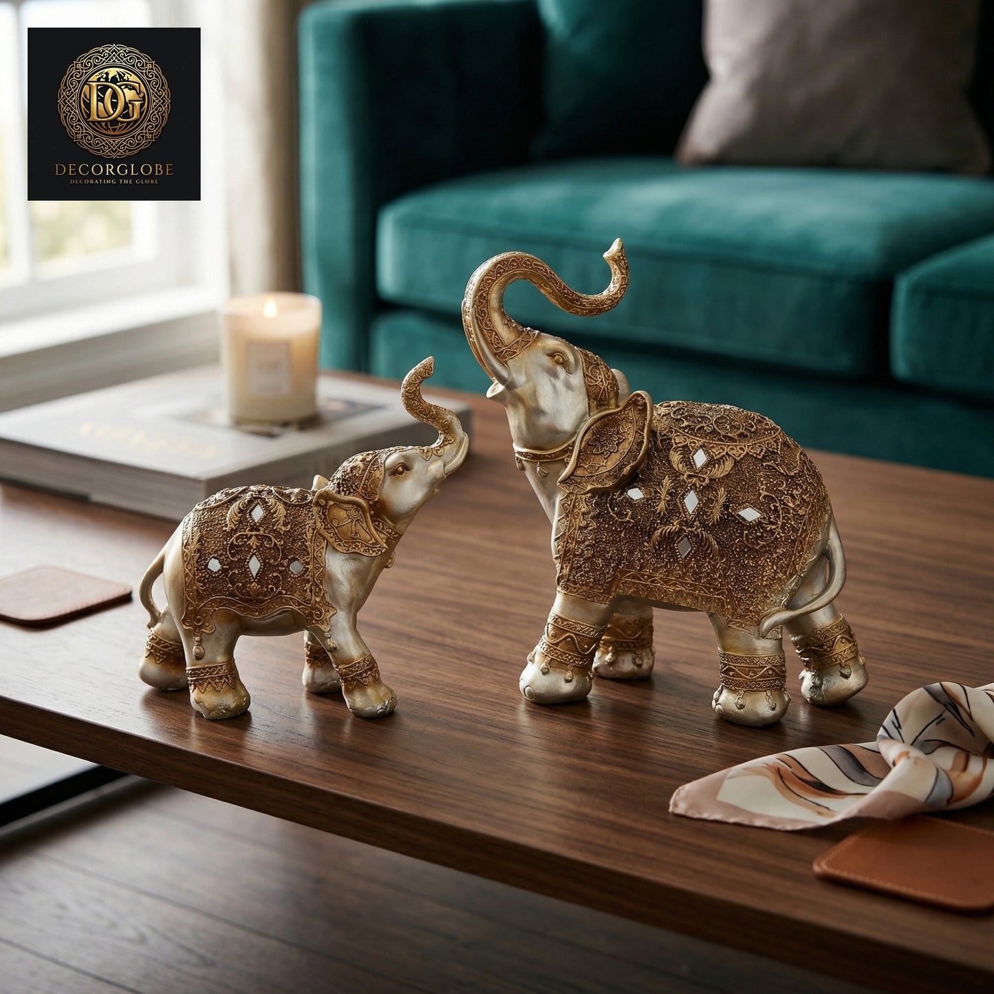 Royal Elephant Pair Figurines