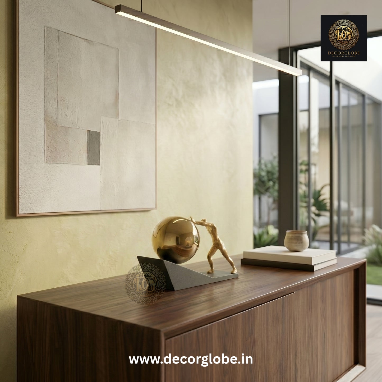 Abstract Strength Figurine with Golden Sphere (Modern Motivational Decor)