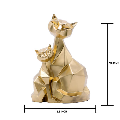 Poly Resin Cat Pair Golden