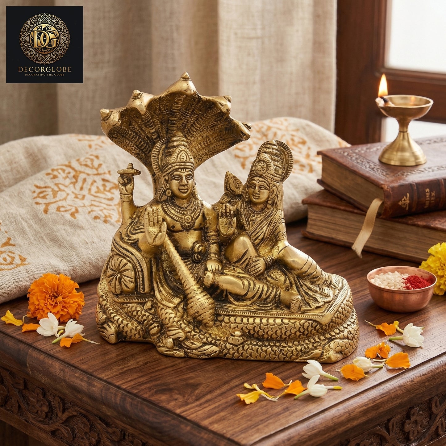 Shesh Naag Vishnu Laxmi Ji Brass Idol