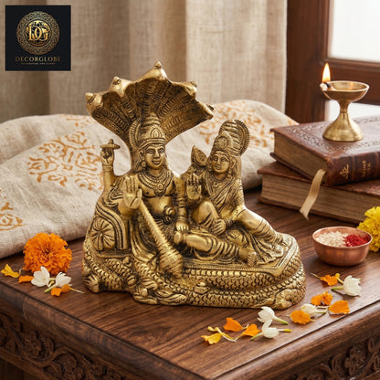 Shesh Naag Vishnu Laxmi Ji Brass Idol