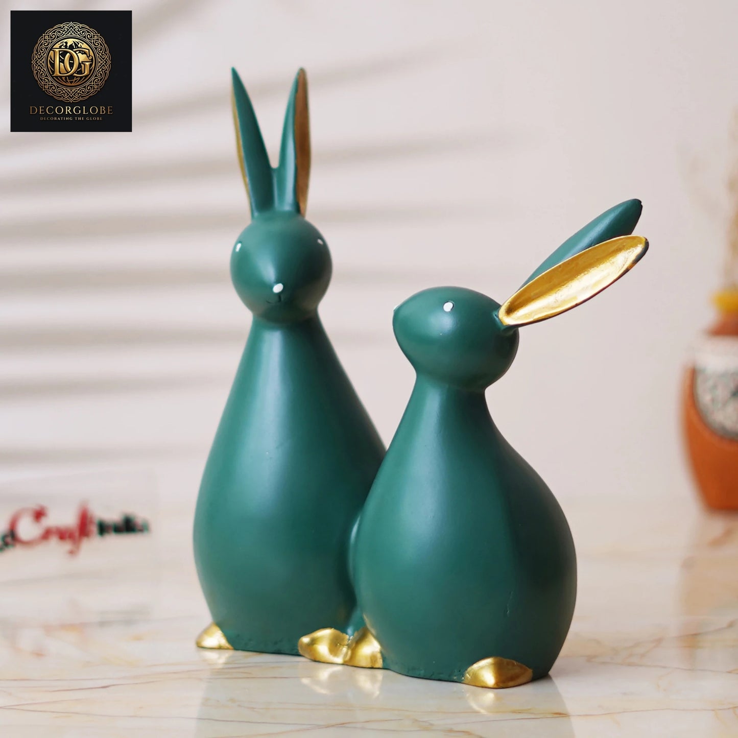 Charming Twin Rabbits Decorative Figurine
