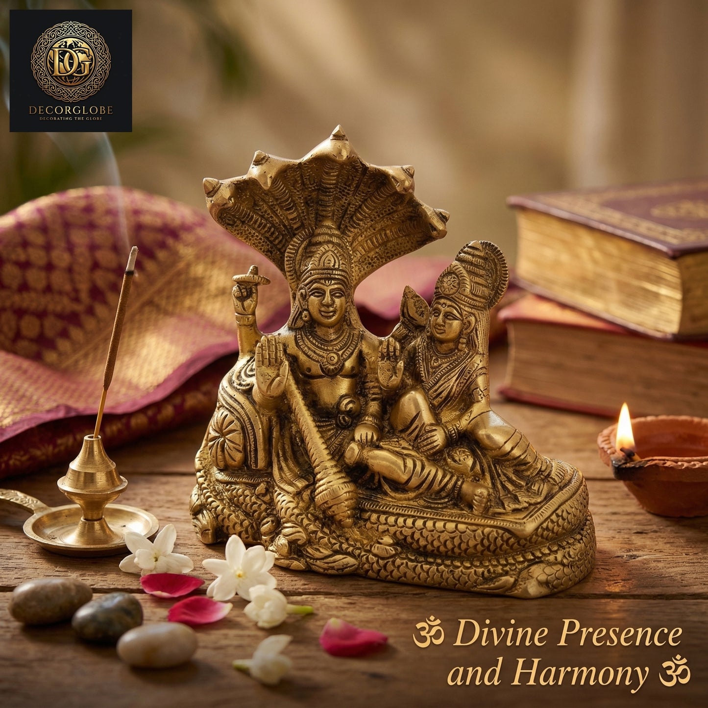 Shesh Naag Vishnu Laxmi Ji Brass Idol