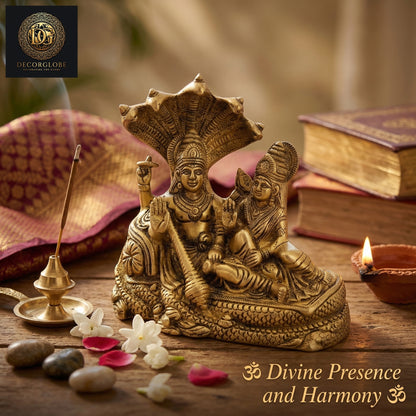 Shesh Naag Vishnu Laxmi Ji Brass Idol