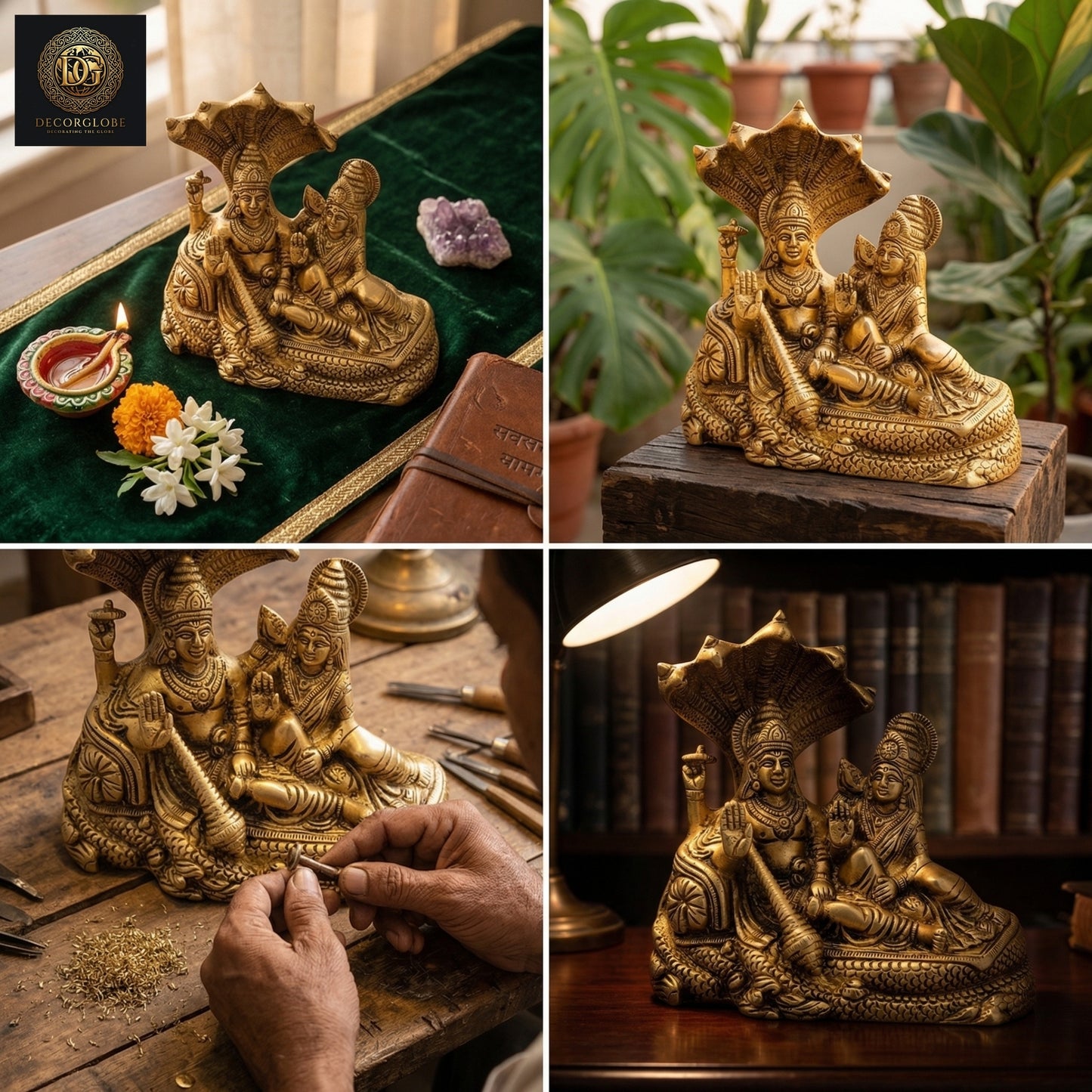 Shesh Naag Vishnu Laxmi Ji Brass Idol