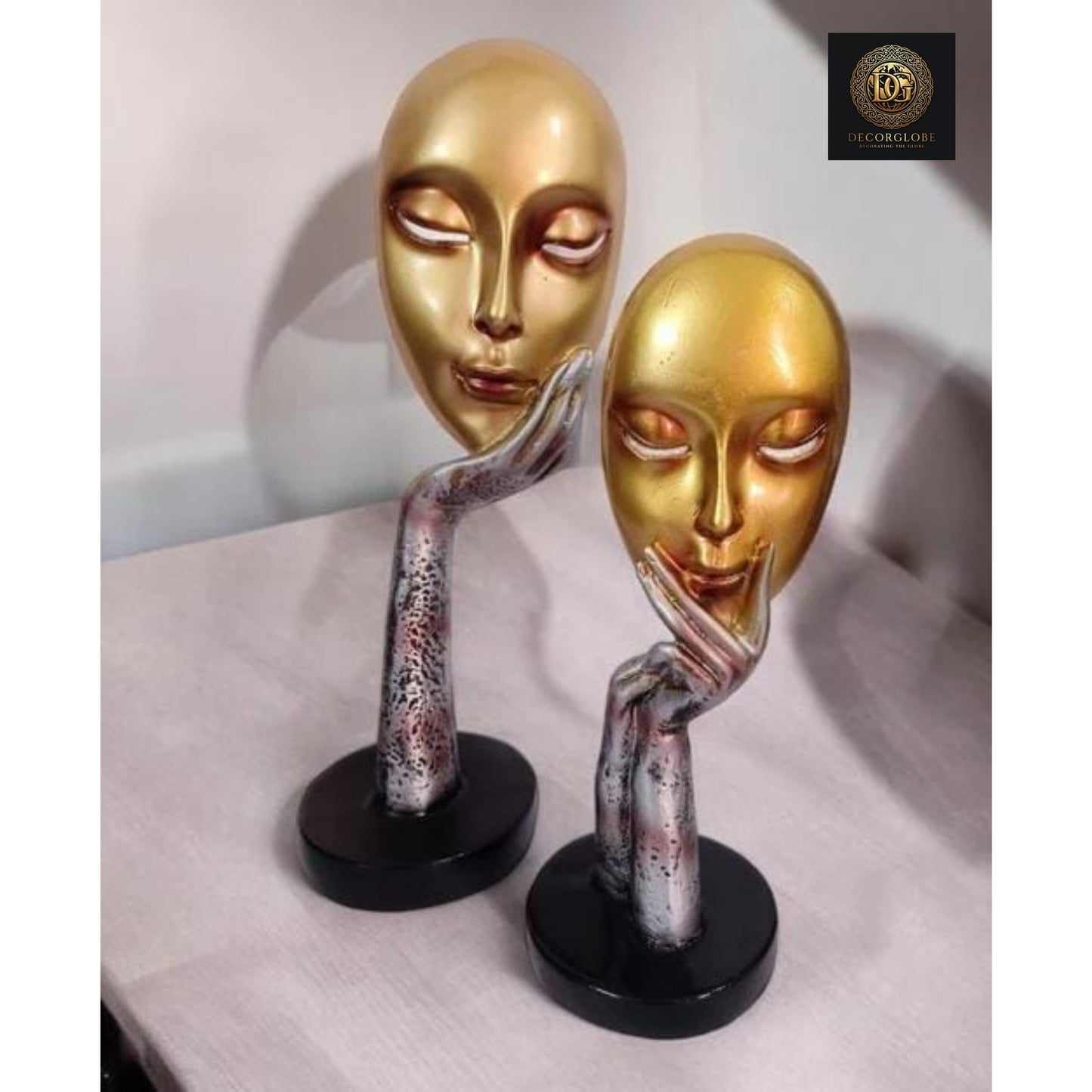 Abstract Face Sculpture Set (Gold Finish)