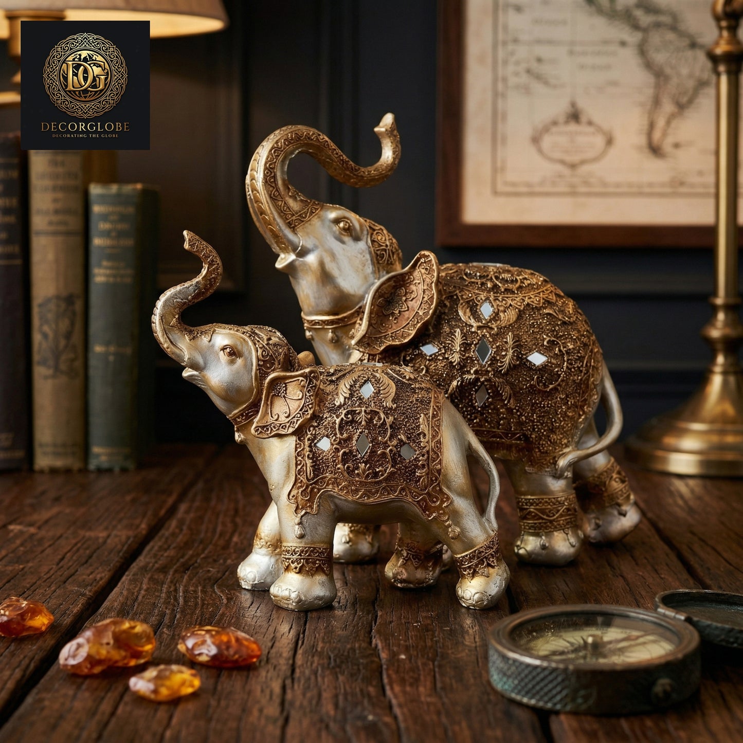 Royal Elephant Pair Figurines