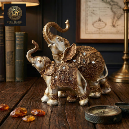 Royal Elephant Pair Figurines