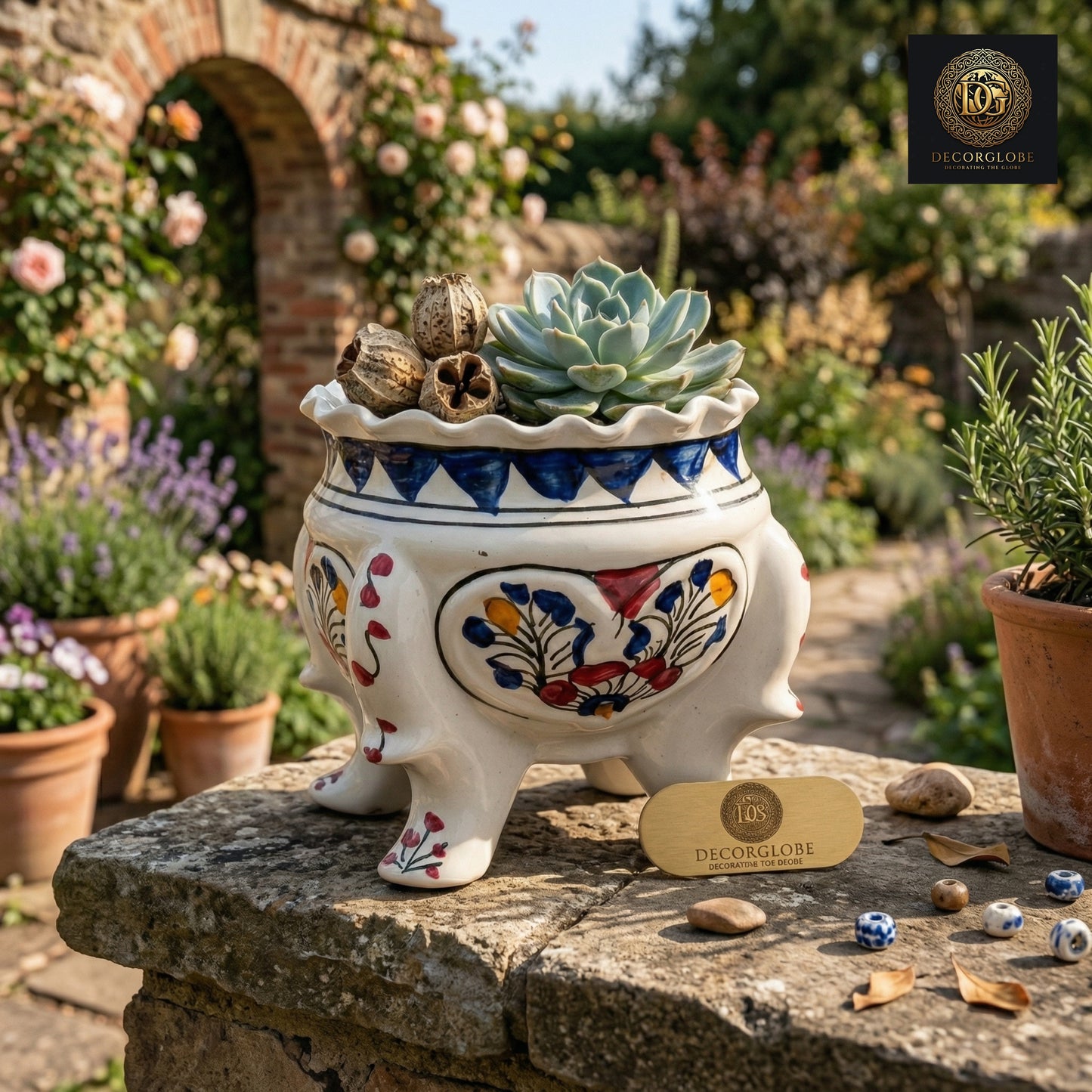 Hand-Painted Ceramic Planter Pot