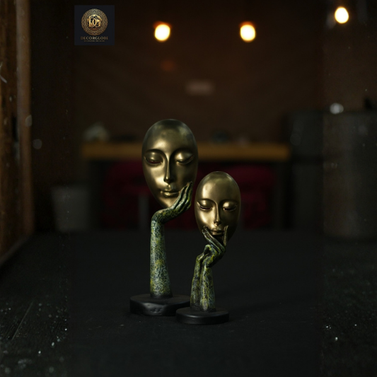 Abstract Face Sculpture Set (Gold Finish)