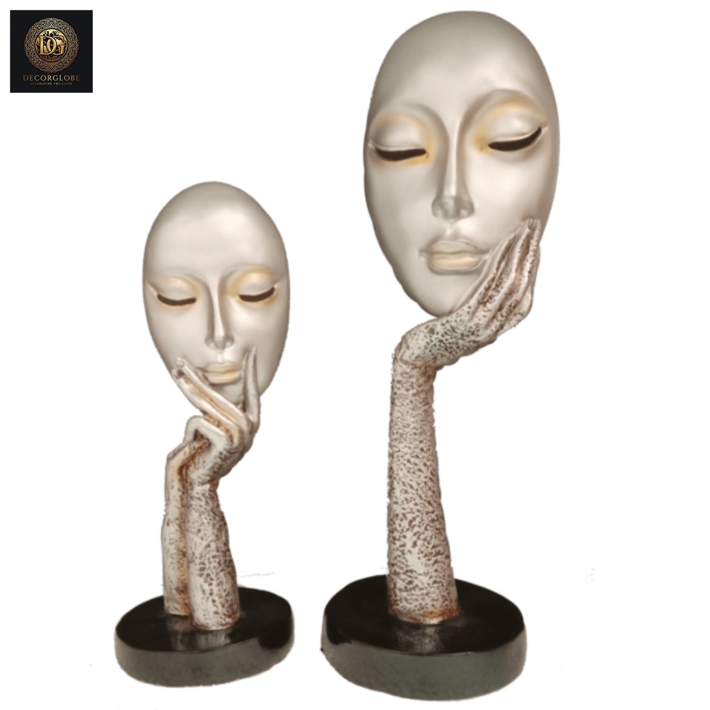 Abstract Face Sculpture Set (Silver Finish)