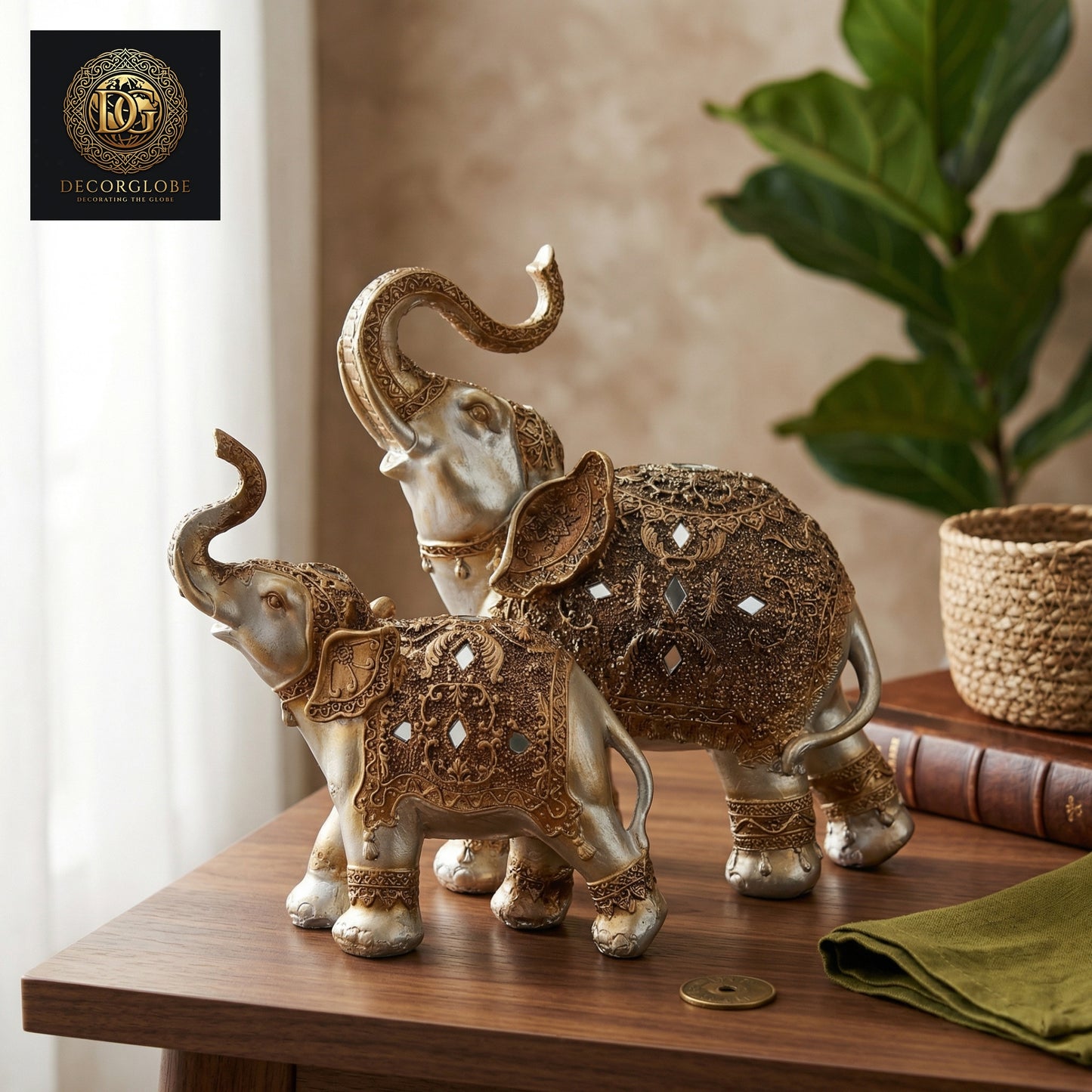 Royal Elephant Pair Figurines