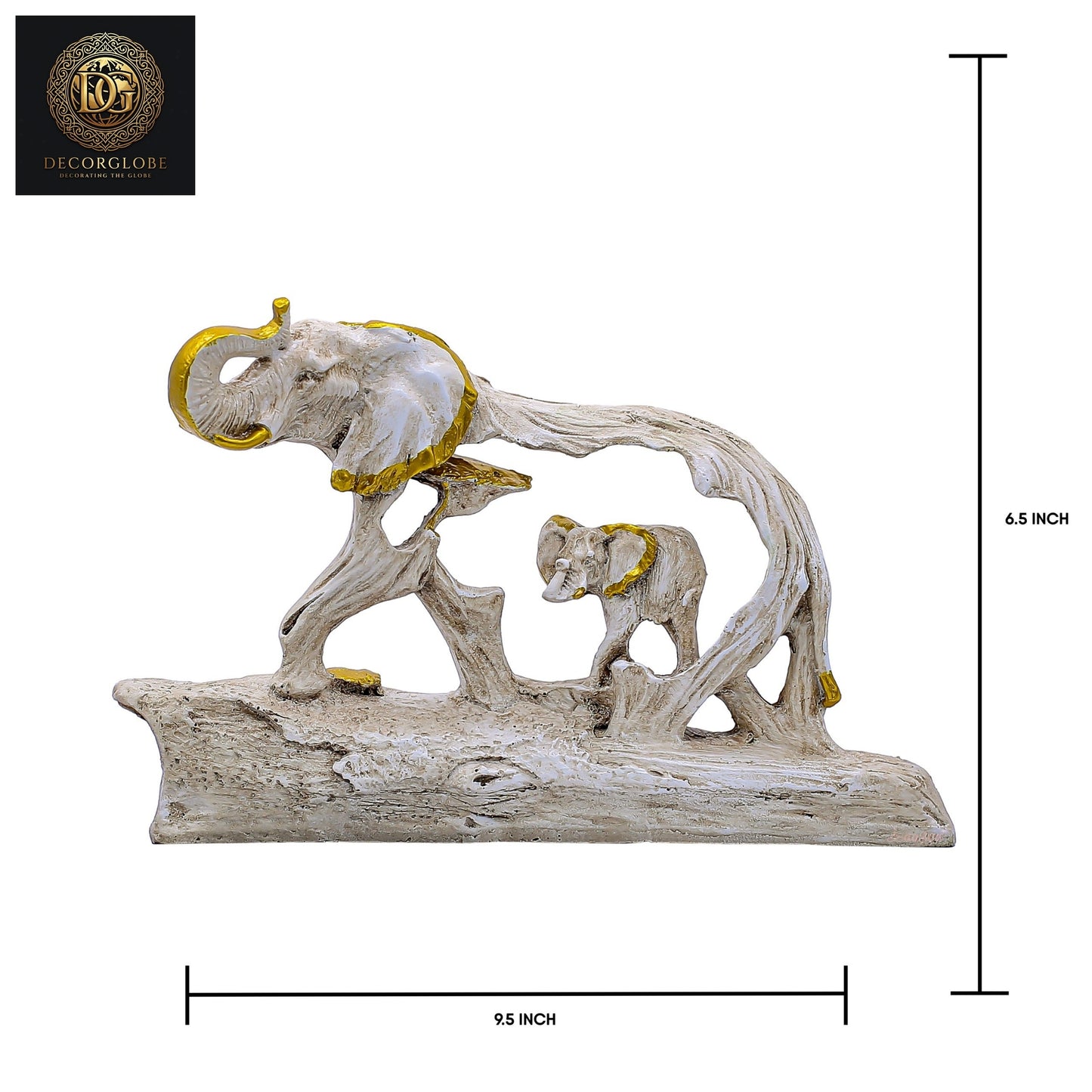 Elephant Showpiece with Wooden Base