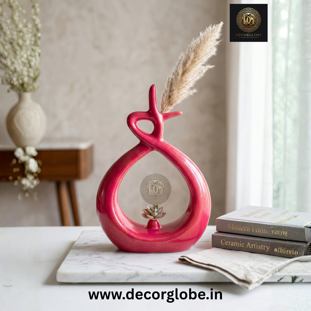 Abstract Red Loop Decorative Vase