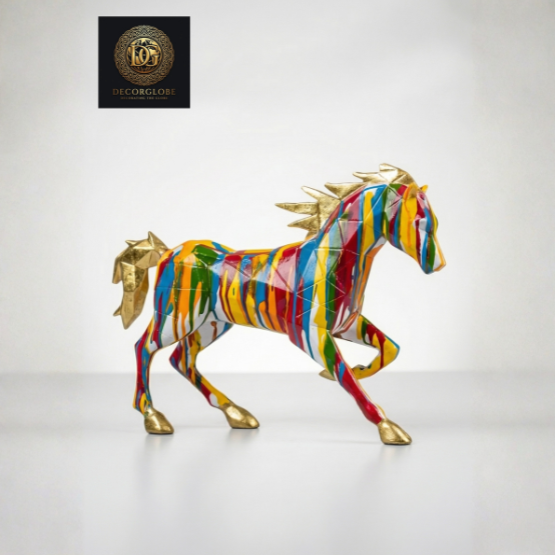Abstract Multicolor Running Horse Sculpture