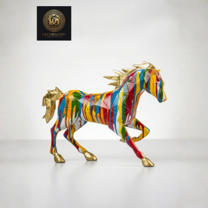 Abstract Multicolor Running Horse Sculpture