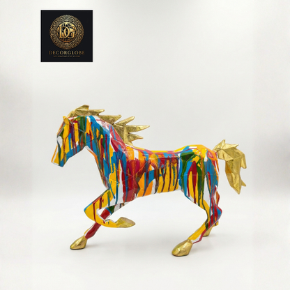 Abstract Multicolor Running Horse Sculpture