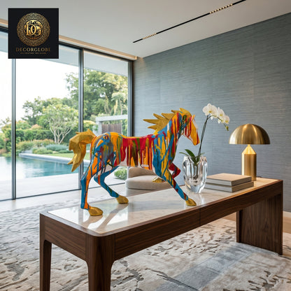 Abstract Multicolor Running Horse Sculpture