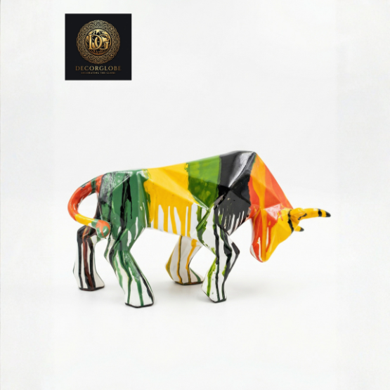Abstract Multicolor Bull Sculpture