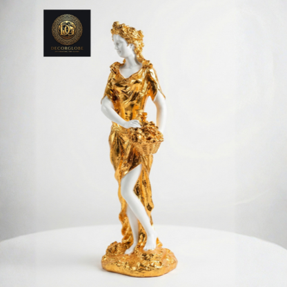 Golden Lady Figurine with Basket