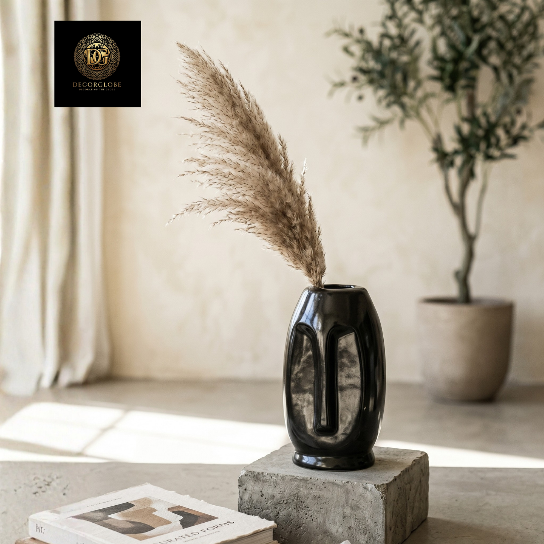 Matte Black Face Art Vase