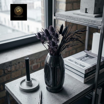 Matte Black Face Art Vase