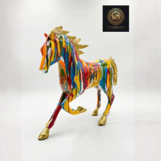 Abstract Multicolor Running Horse Sculpture
