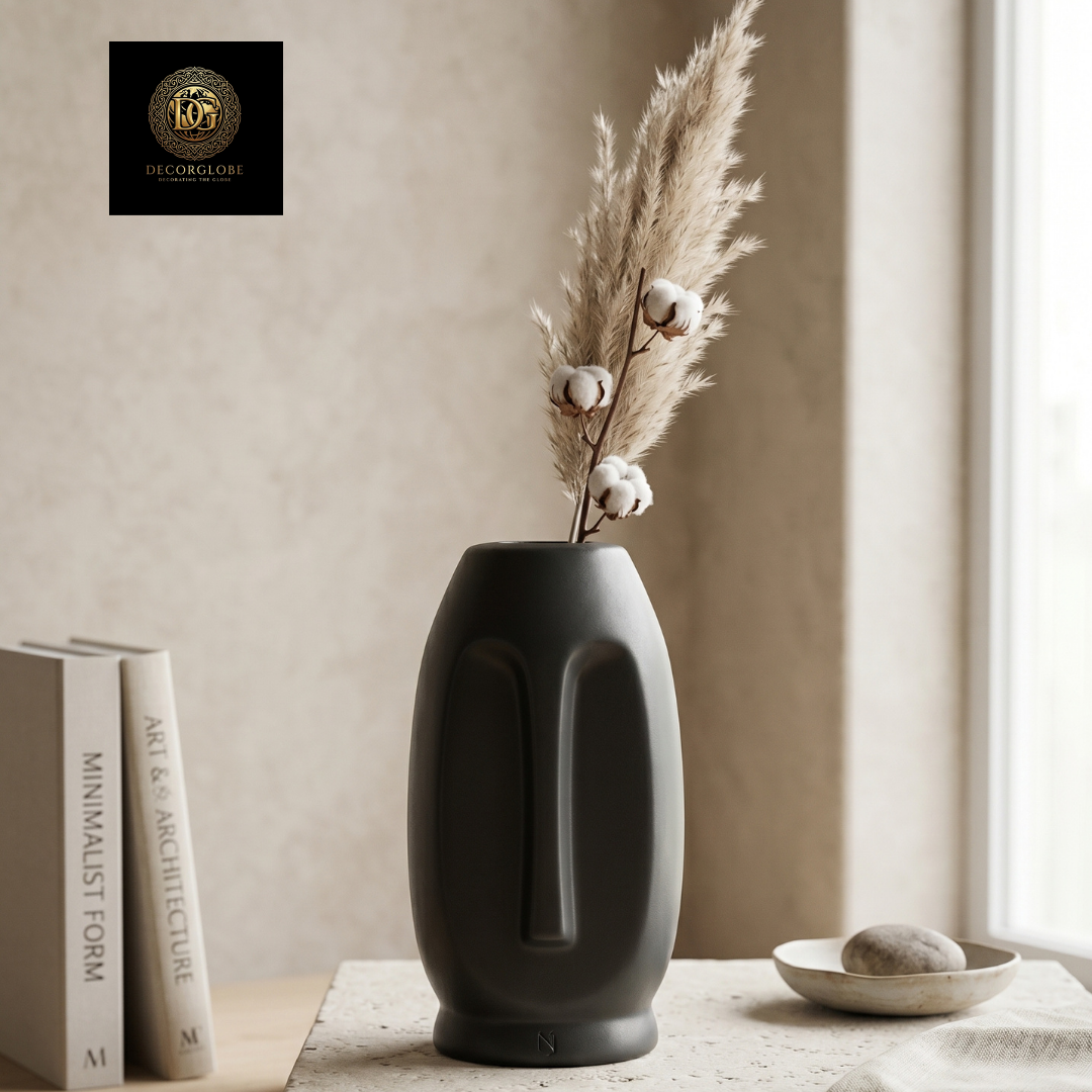 Matte Black Face Art Vase