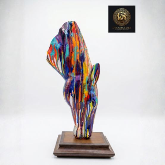 Abstract Multicolor Horse Head Sculpture