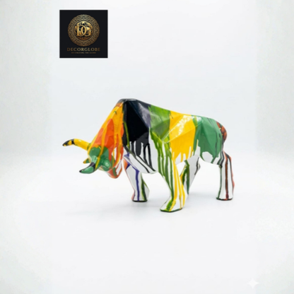 Abstract Multicolor Bull Sculpture
