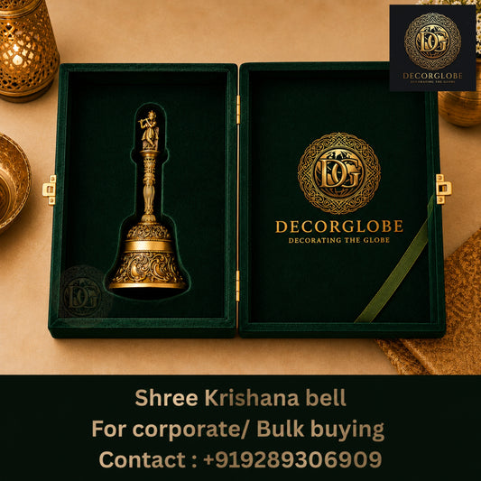 DecorGlobe Shree Krishna Bell Pack of 50 for Corporate Gifting, Wedding Return Gifts &amp; Spiritual Pooja Décor