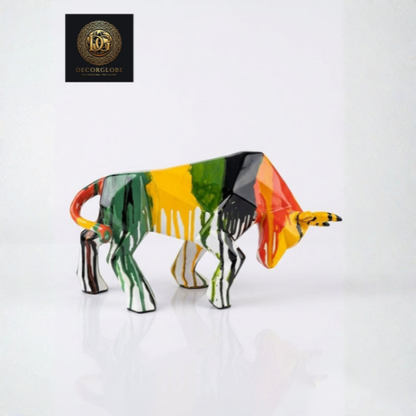 Abstract Multicolor Bull Sculpture