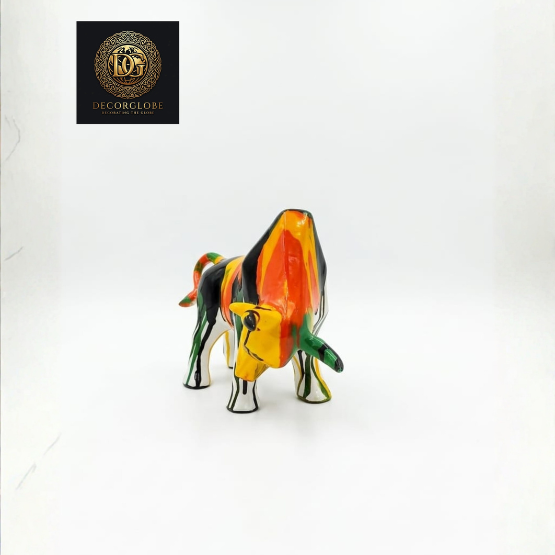 Abstract Multicolor Bull Sculpture