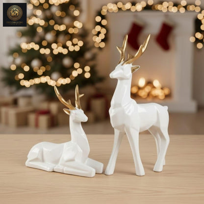 White Deer Figurine Set