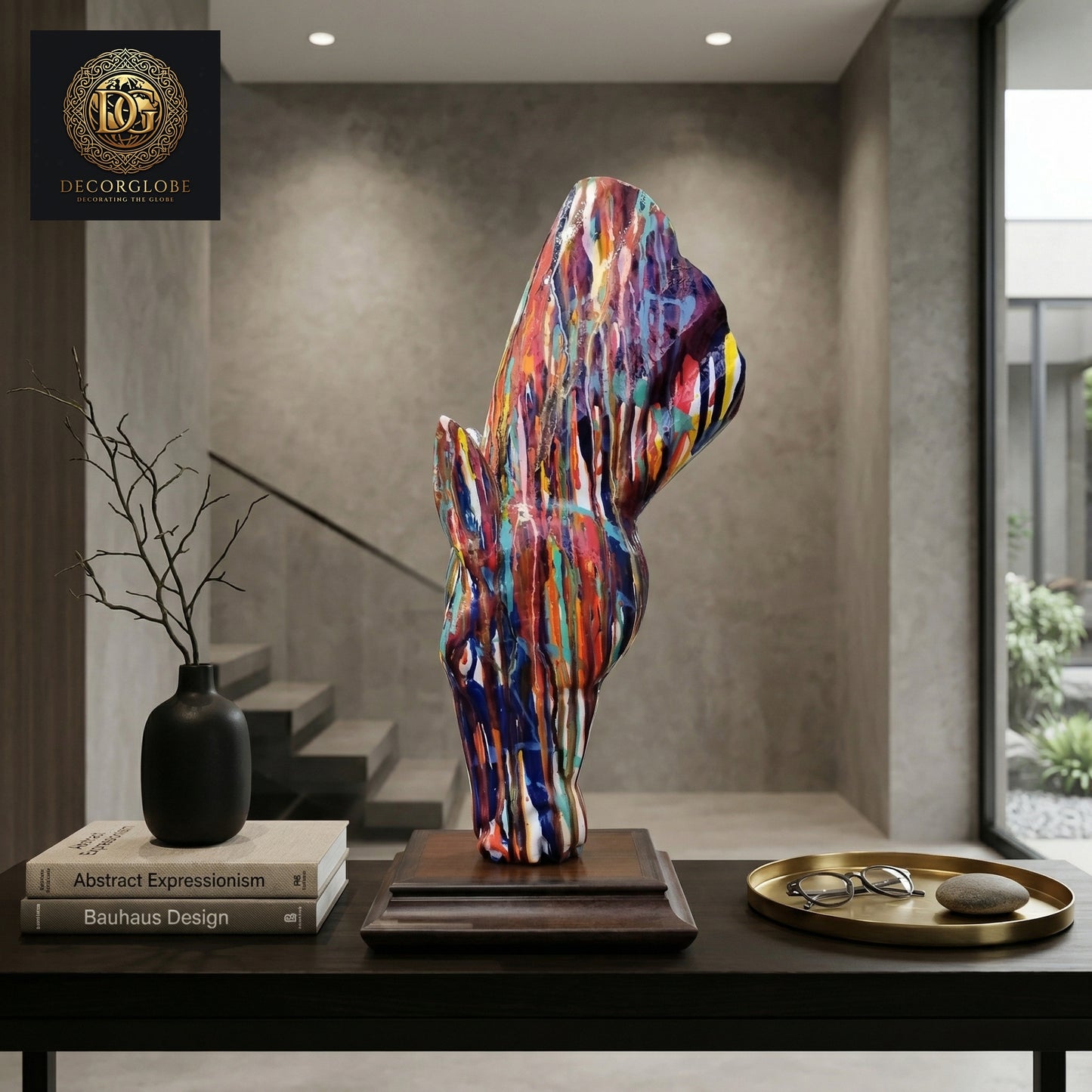 Abstract Multicolor Horse Head Sculpture