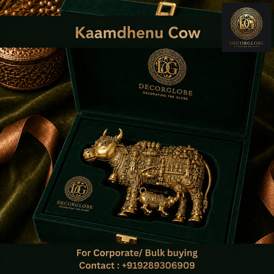 DecorGlobe Kamdhenu Cow Idol with Calf Pack of 50 for Corporate Gifting, Wedding Return Gifts & Vastu Décor