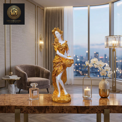 Golden Lady Figurine with Basket