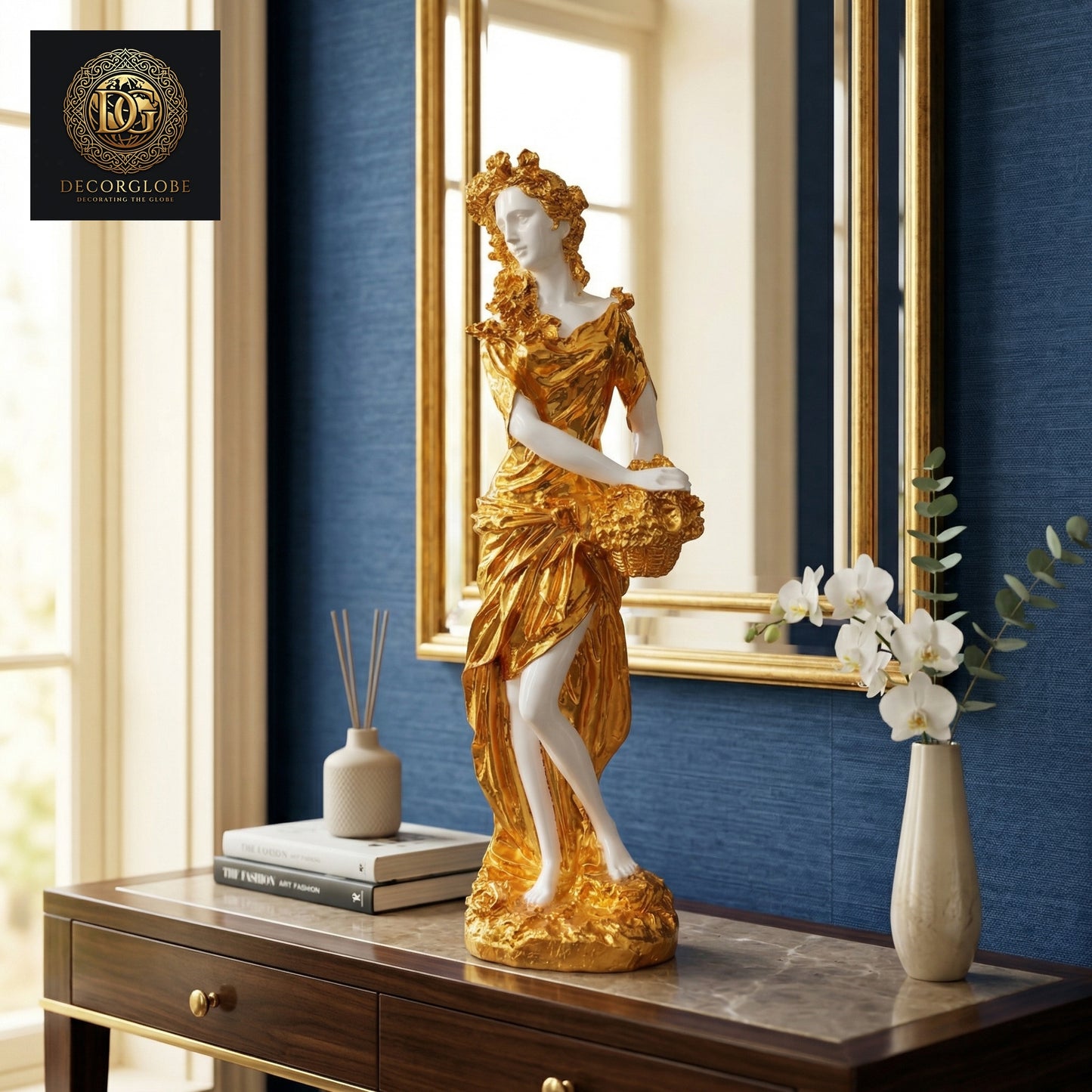 Golden Lady Figurine with Basket