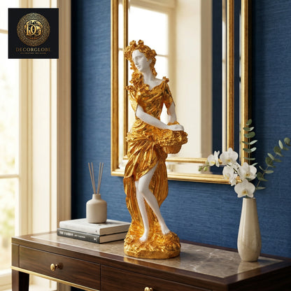 Golden Lady Figurine with Basket