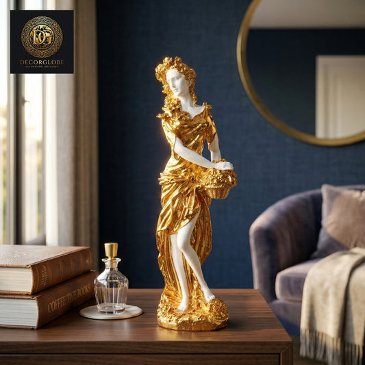 Golden Lady Figurine with Basket