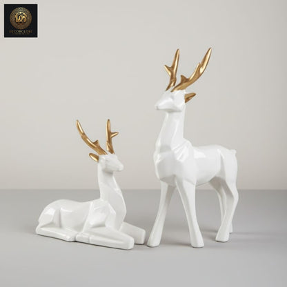White Deer Figurine Set