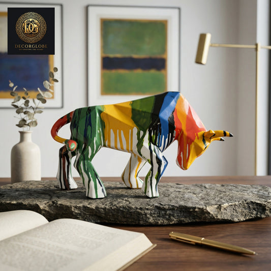 Abstract Multicolor Bull Sculpture