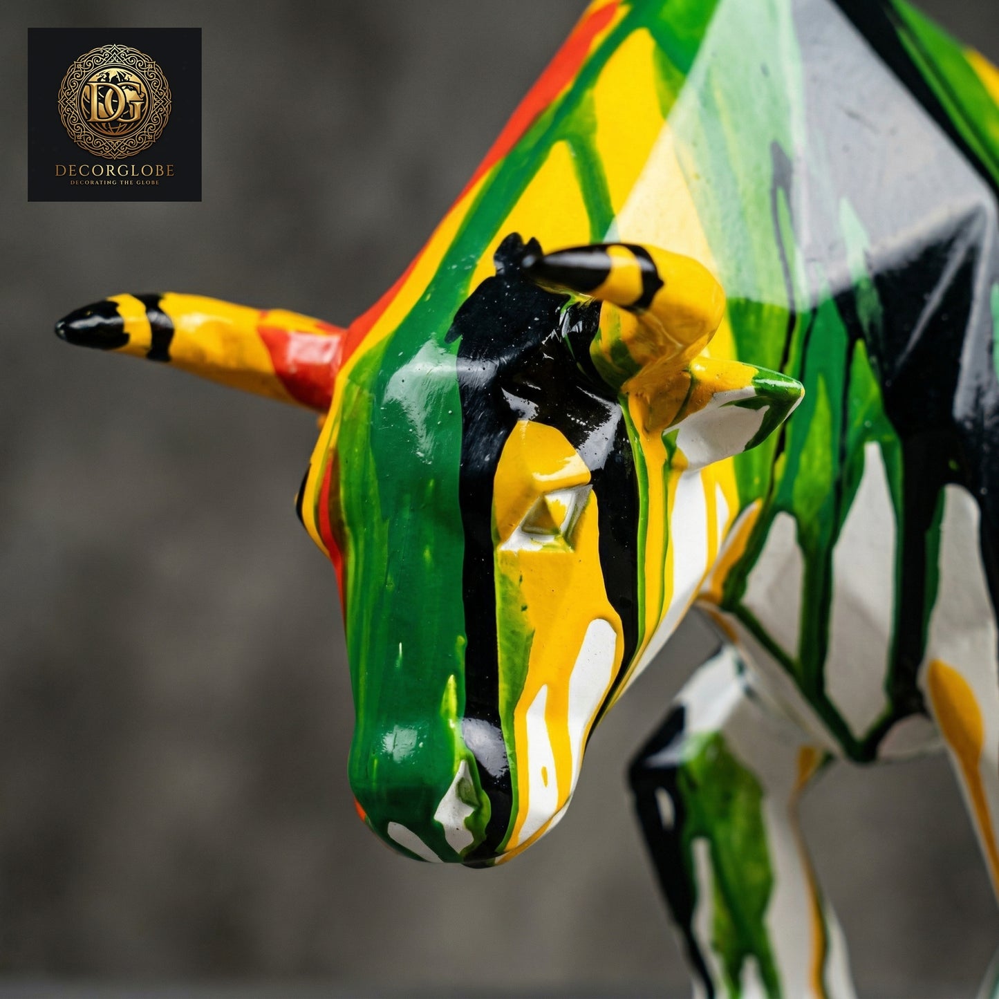 Abstract Multicolor Bull Sculpture