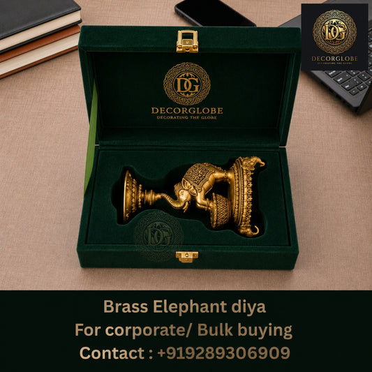 DecorGlobe Brass Elephant Diya Pack of 50 for Corporate Gifting, Wedding Return Gifts &amp; Festive Pooja Décor
