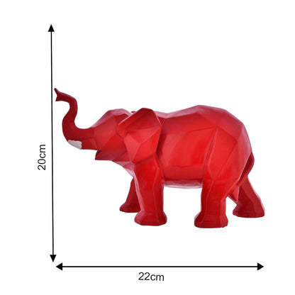 Red Geometric Elephant Statue