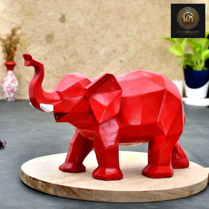 Red Geometric Elephant Statue