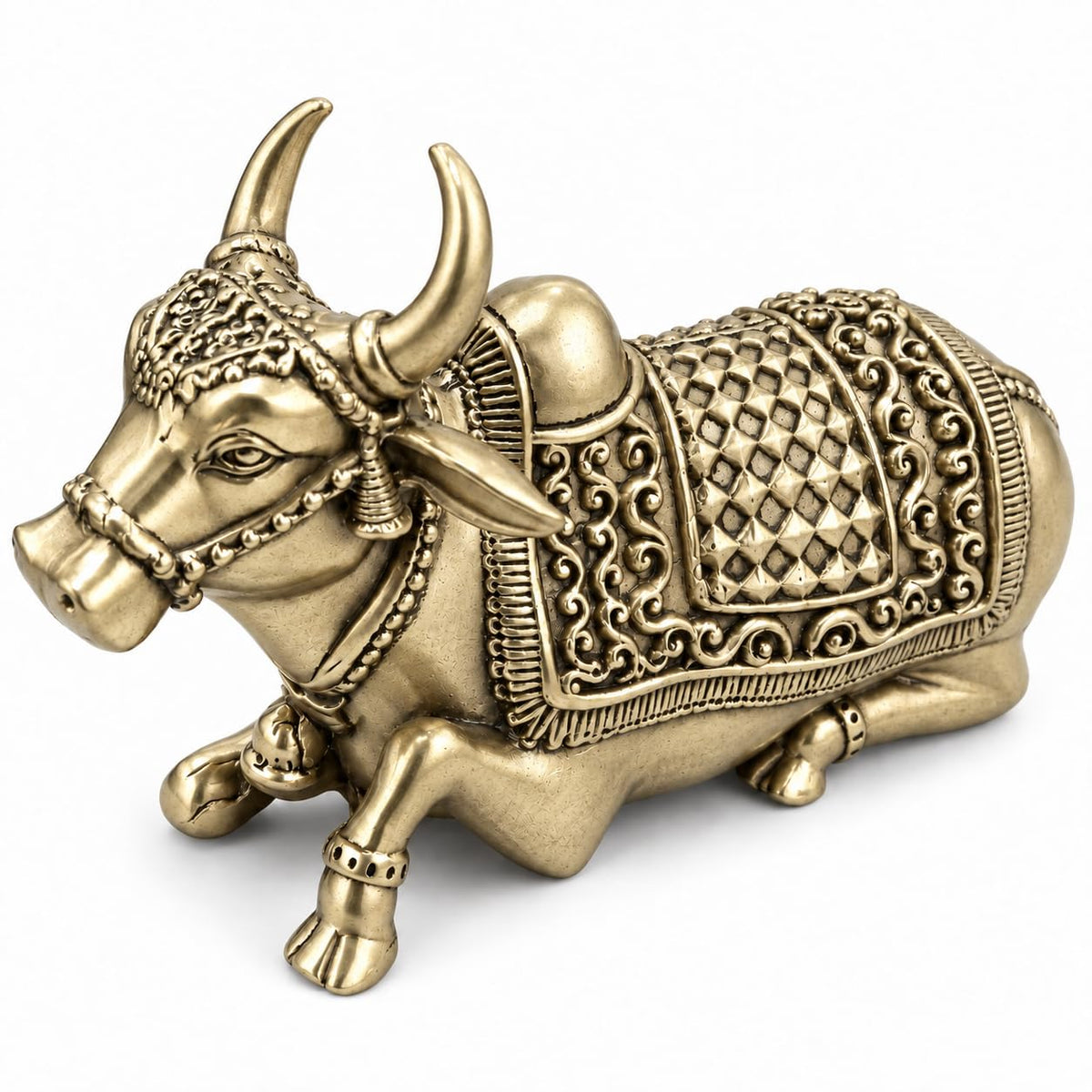 Handcrafted brass Nandi idol for Lord Shiva temple, devotional and spiritual home decor